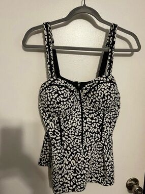 G by Guess Black and White Printed Bustier Camisole